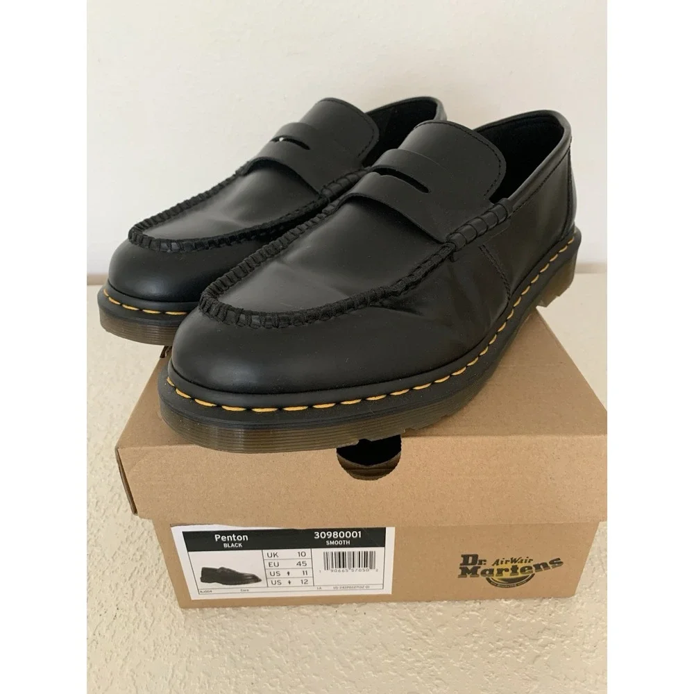 Dr Martens PENTON Penny Loafers Black Smooth UK 10 Airwair / Men's 11 US NEW BOX